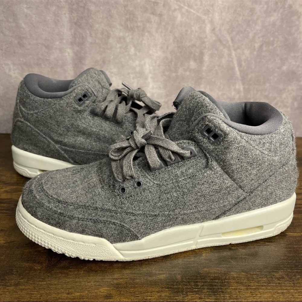 Nike Air Jordan 3 Retro Grey Wool Mid Size 7Y GS 861427-004 Kids Youth Shoes MJ